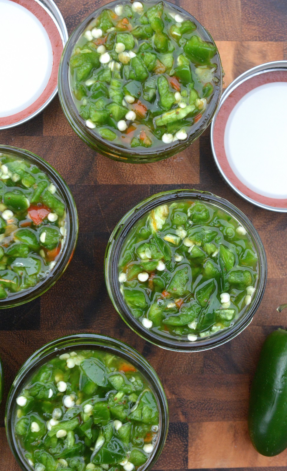 Jalapeno Relish made by quick pickling, ready overnight and lasts for weeks. 