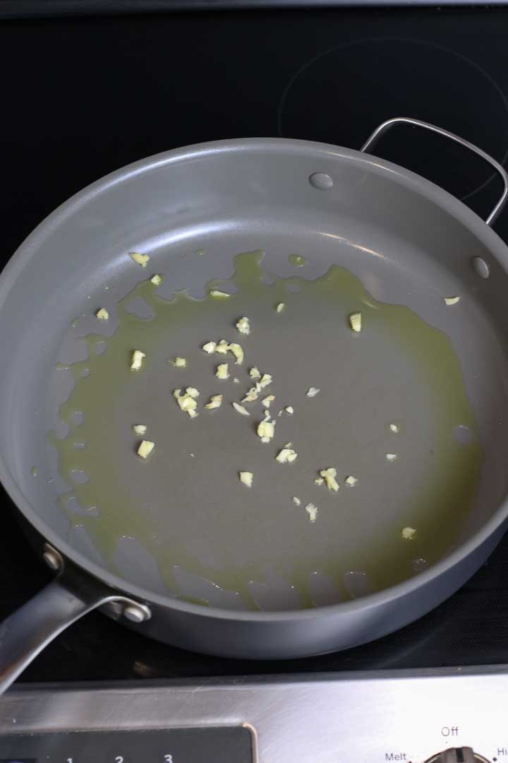 Finely chopped garlic in olive oil