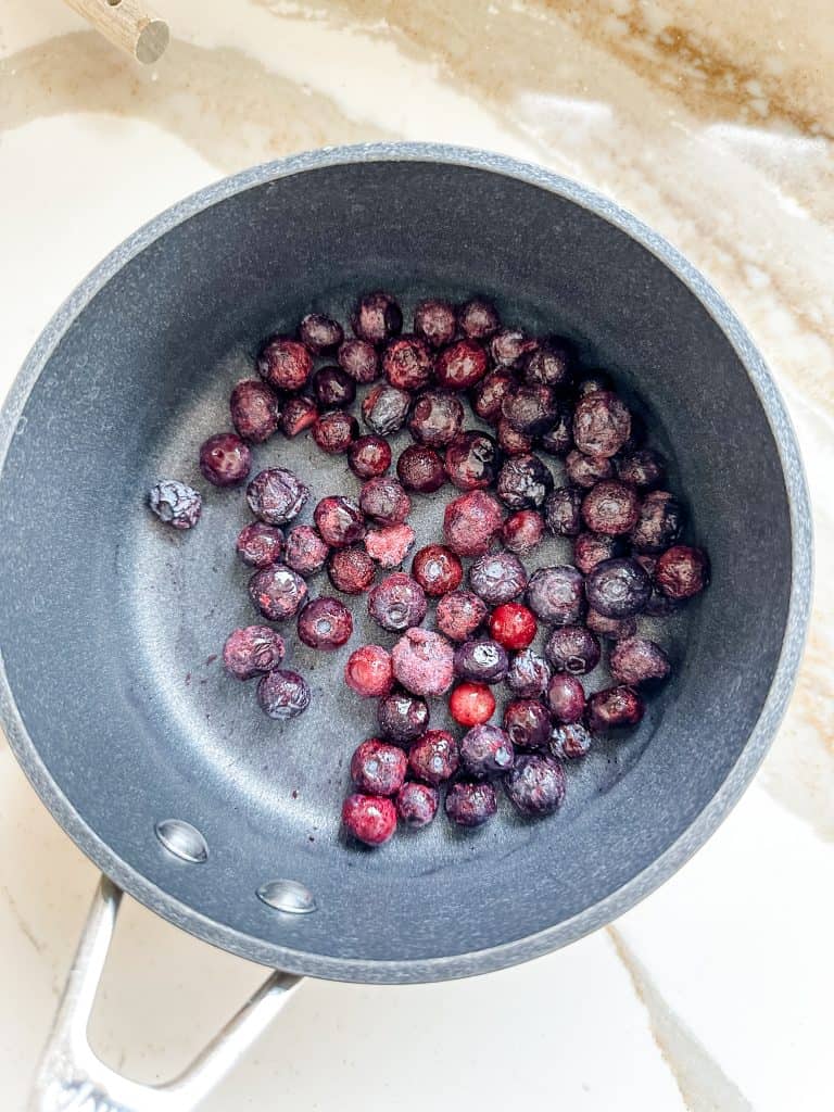 frozen blueberries in a saucepan