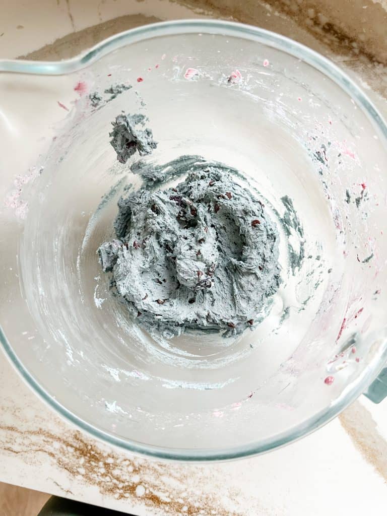 blueberry cookie dough in a bowl