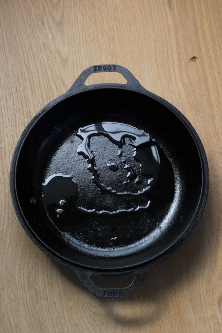 Oil in a pan.