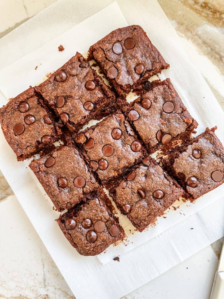 baked brownies cut into squares