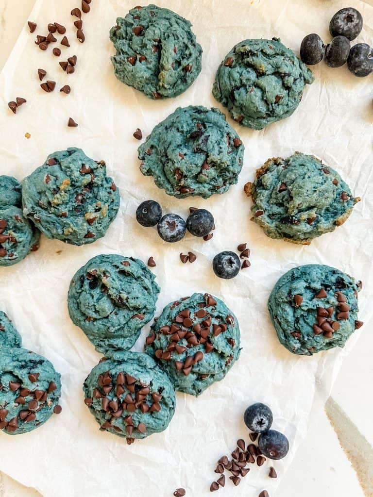 blueberry cookies on a piece of parchment paper 