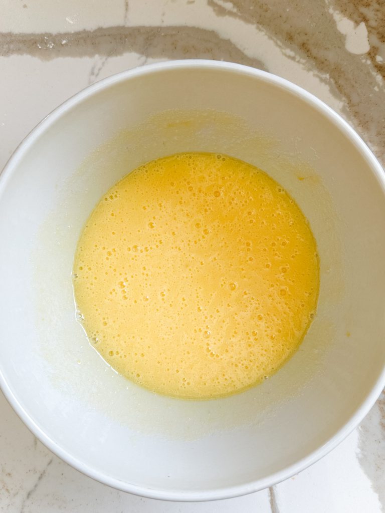 eggs and sugar whisked together. 