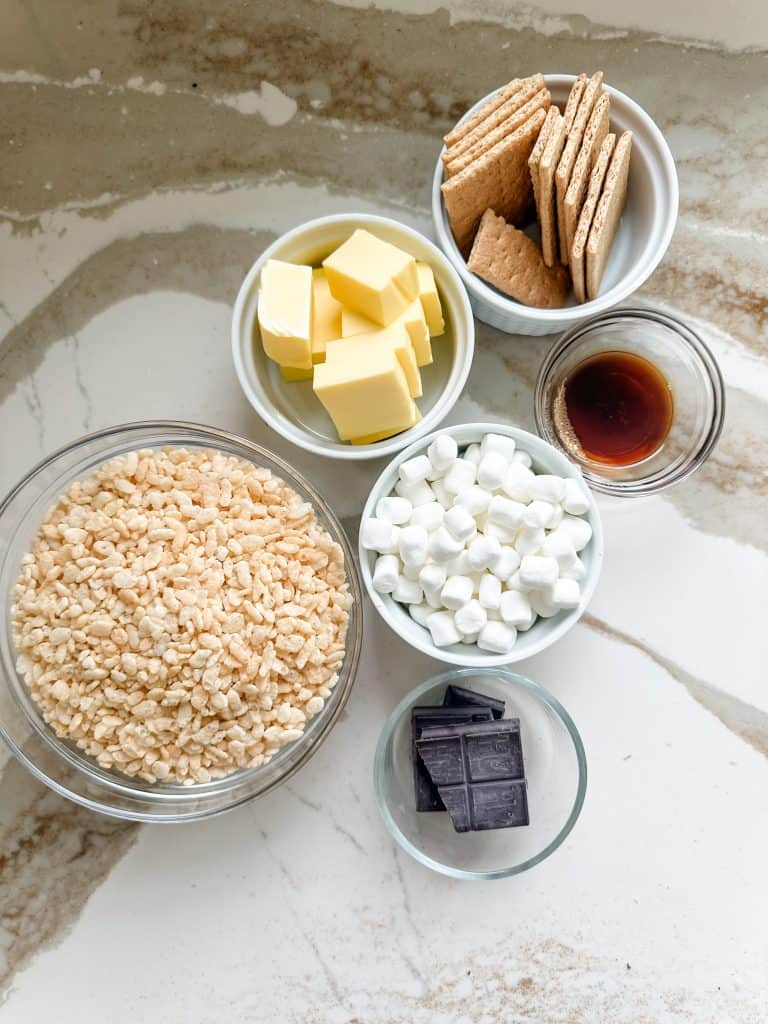all the ingredients that you need to make these treats in individual containers