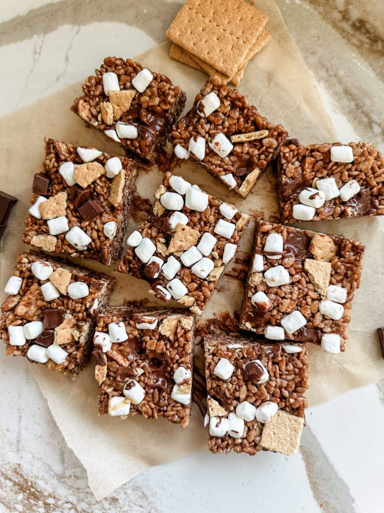 the rice krispie treats cut into squares 